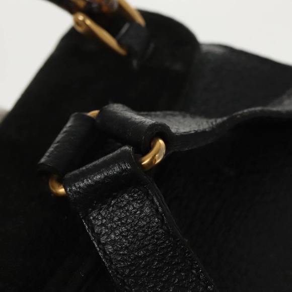 GUCCI Bamboo Backpack Suede Black Gold 003 1705 0030 Auth ep6590 - Picture 9 of 16